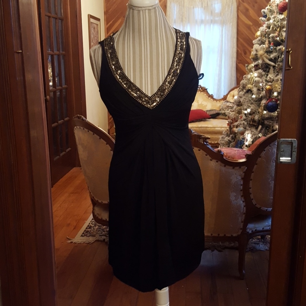 Black Embellished Cocktail Dress by Velvet Petite